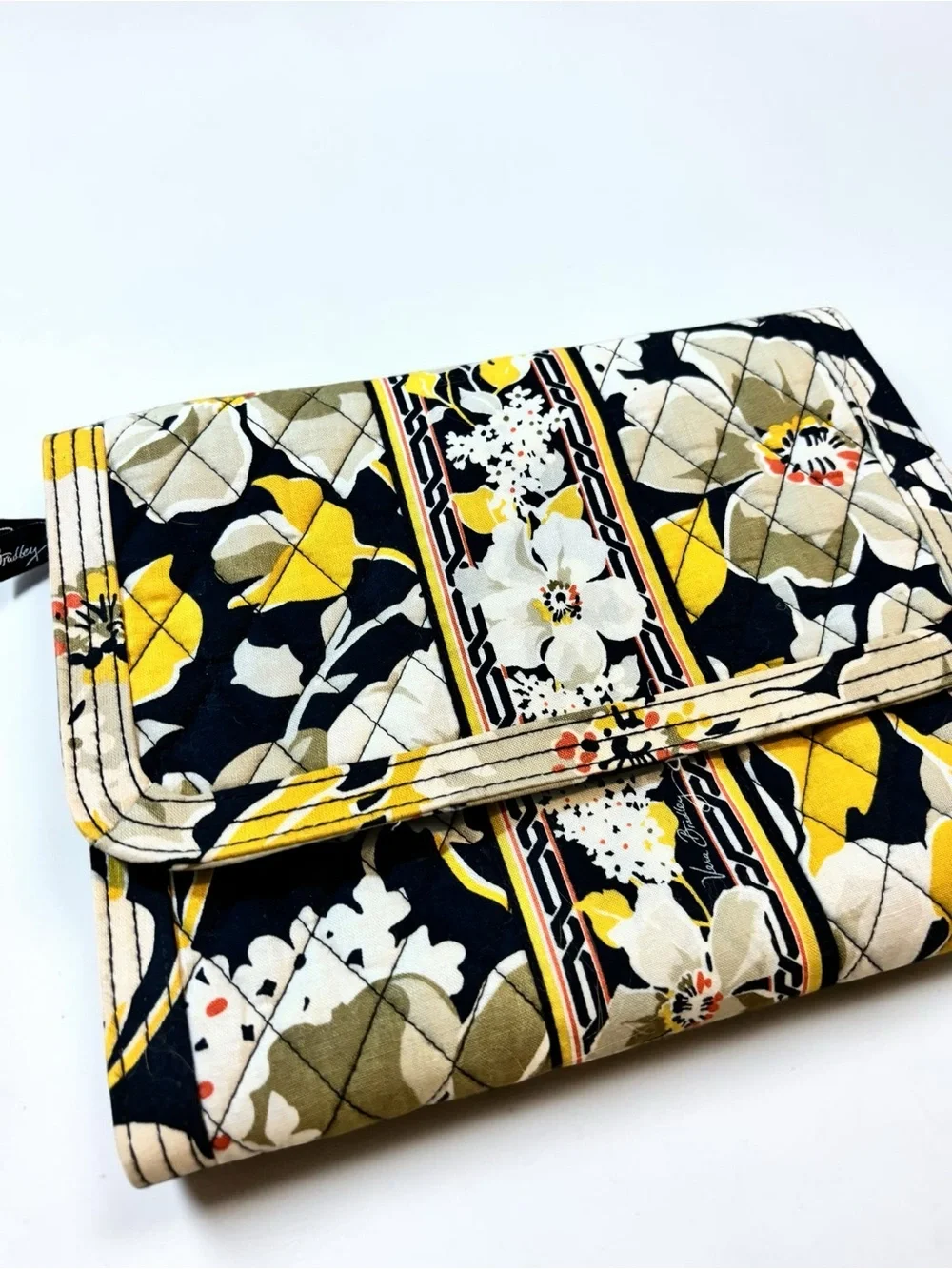 Vera Bradley Dogwood Retired Jewelry Folio Travel Organizer Case Yellow Black
